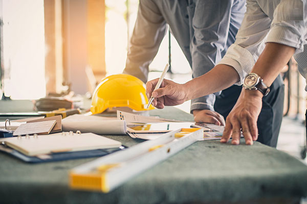 Working on building site